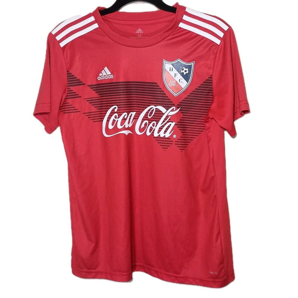 Adidas HFC Soccer Jersey Shirt Size Young Adult Medium Number 21 Coca Cola Front